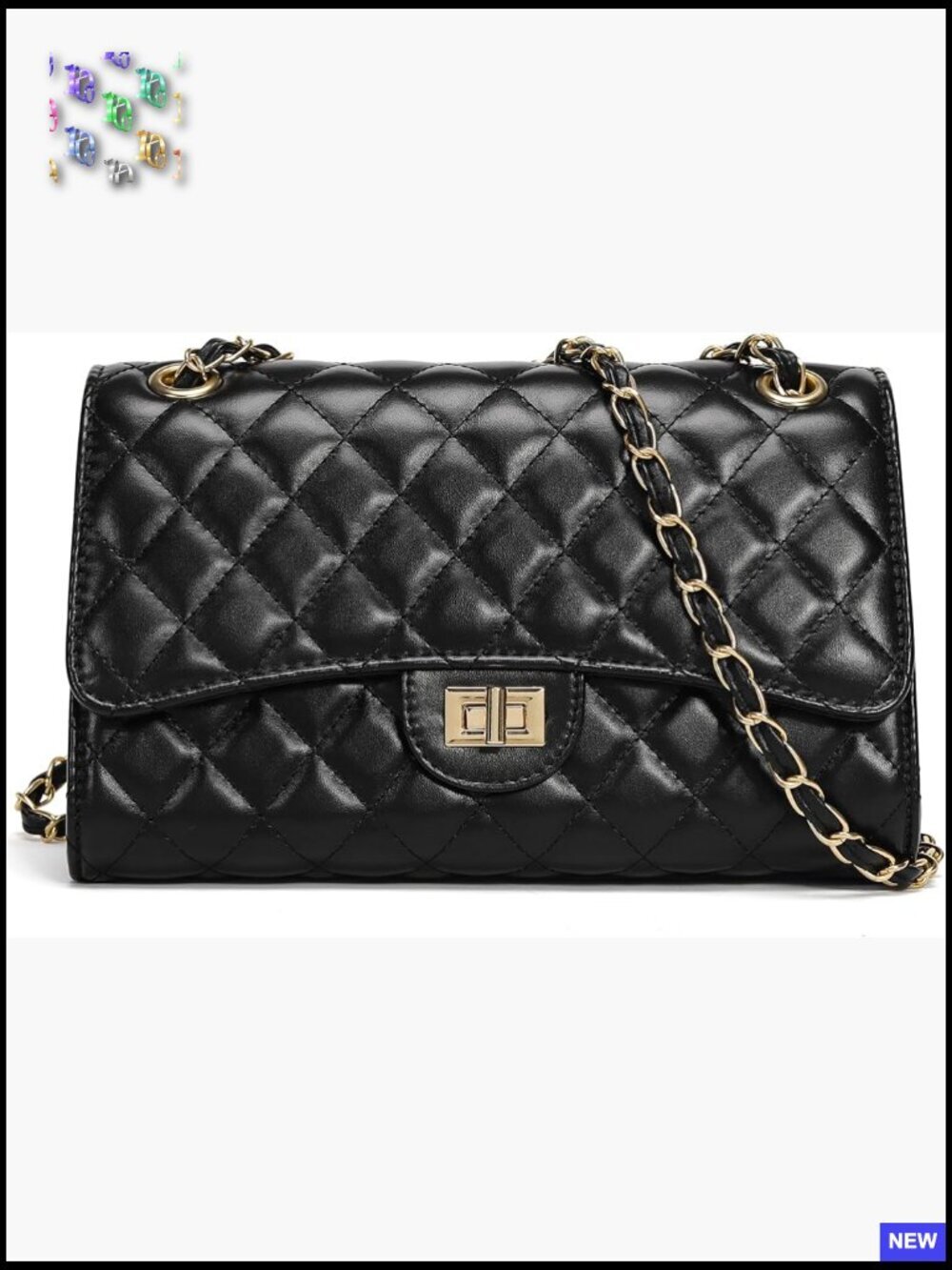 Quilted Crossbody Purse Trendy Shoulder Bag with Chain Strap Satchel Handbag
